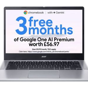 ACER 314 14" Chromebook - Intel® N100, 128 GB eMMC, Silver