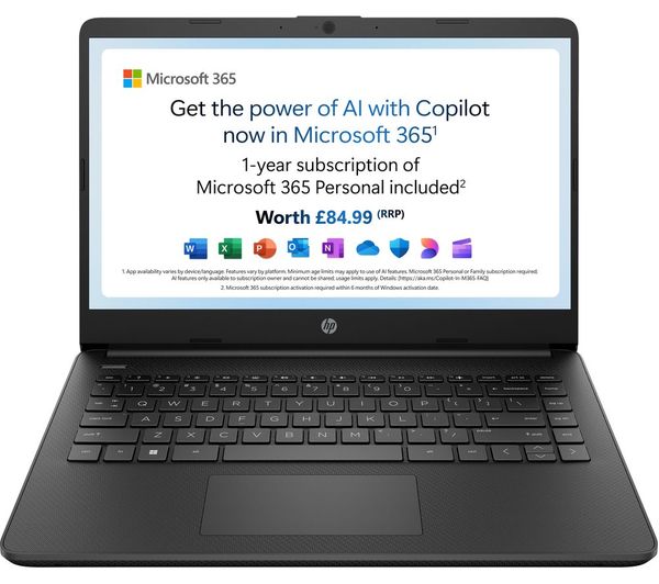 HP 14s-dq3500sa 14" Laptop - Intel® Celeron®, 64 GB eMMC, Black