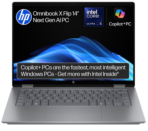 HP OmniBook X 14" 2 in 1 Laptop, Copilot+ PC - Intel® Core™ Ultra 5, 512 GB SSD, Silver