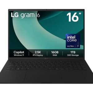 LG gram 16 16Z90T-G.AA78A1 16" Laptop, Copilot - Intel® Core™ Ultra 7, 1 TB SSD, Black