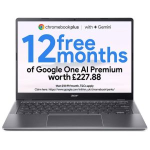 ACER 514 14" Chromebook Plus - Intel® Core™ 3, 128 GB eMMC, Grey