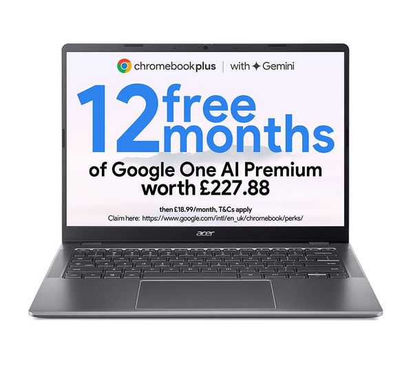 ACER 514 14" Chromebook Plus - Intel® Core™ 3, 128 GB eMMC, Grey