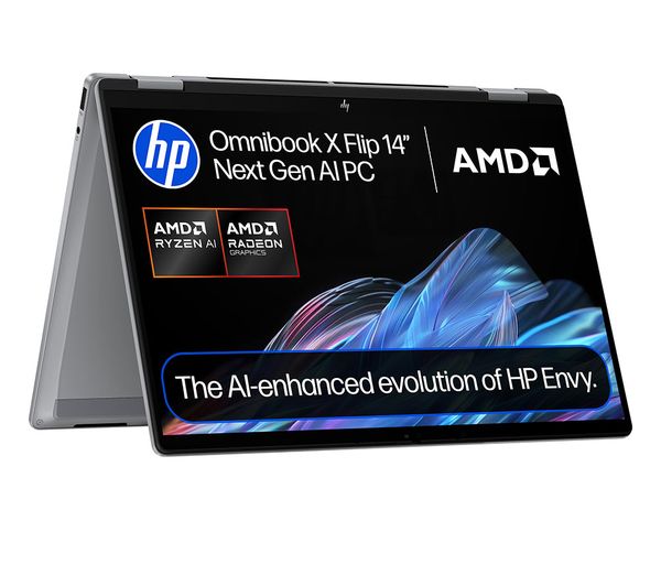 HP OmniBook X Flip NGAI 14" 2 in 1 Laptop - AMD Ryzen AI 7, 1 TB SSD, Meteor Silver