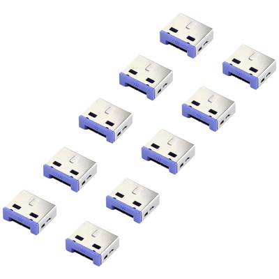 Renkforce USB port lock RF-4695230 10-piece set Silver-blue RF-4695230