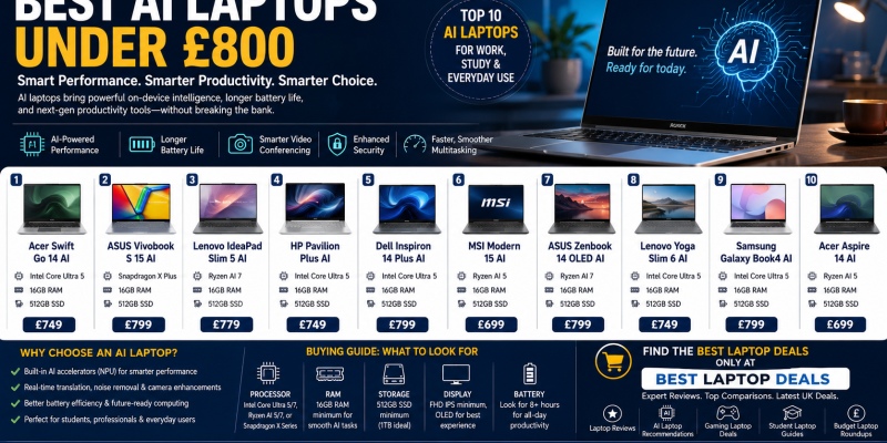 Top 10 Best AI Laptops Under £800
